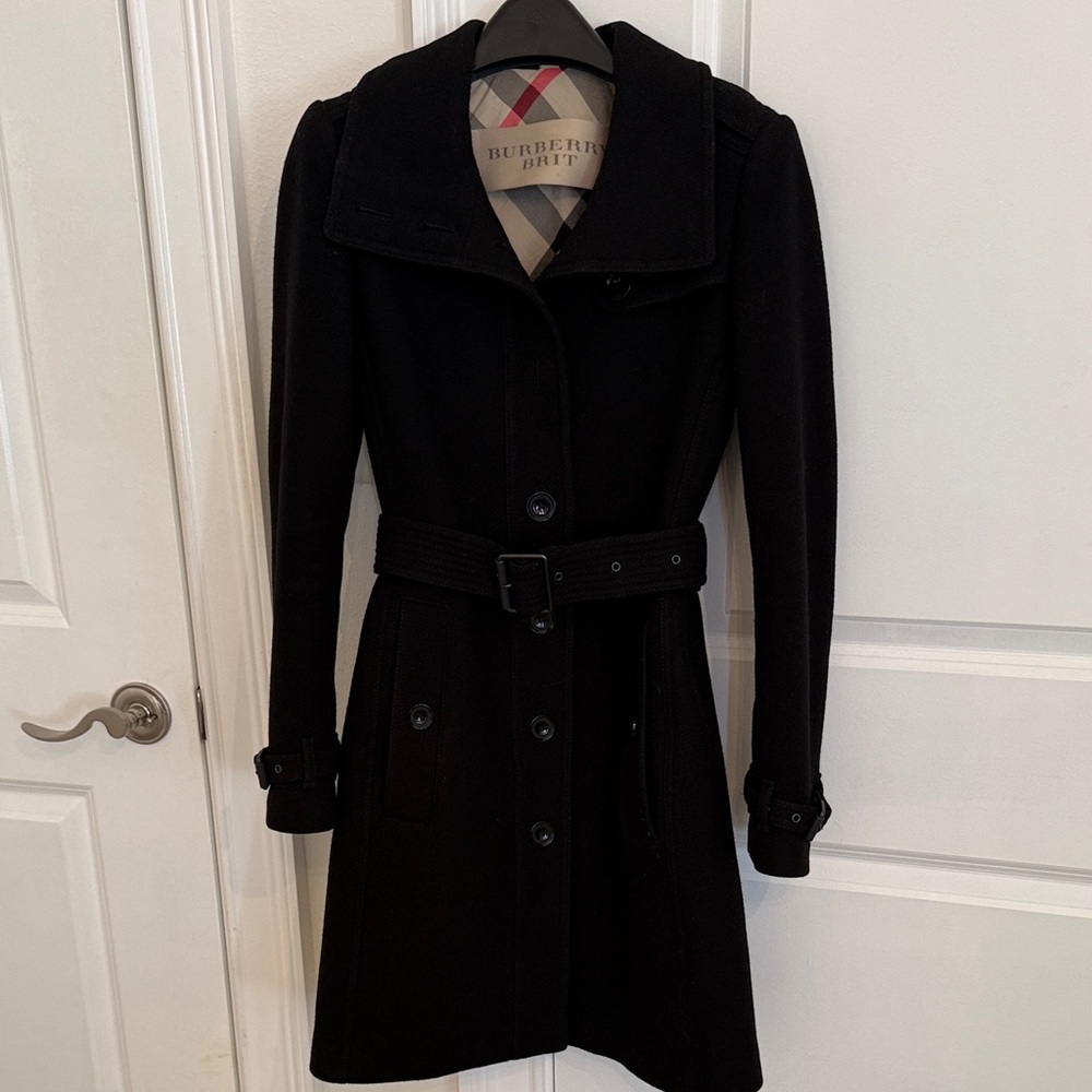 Burberry Britt Women's Black Wool cashmere Trench Coat